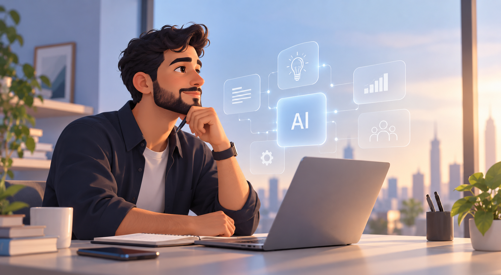 Artificial intelligence and the future of work, representing human and AI collaboration