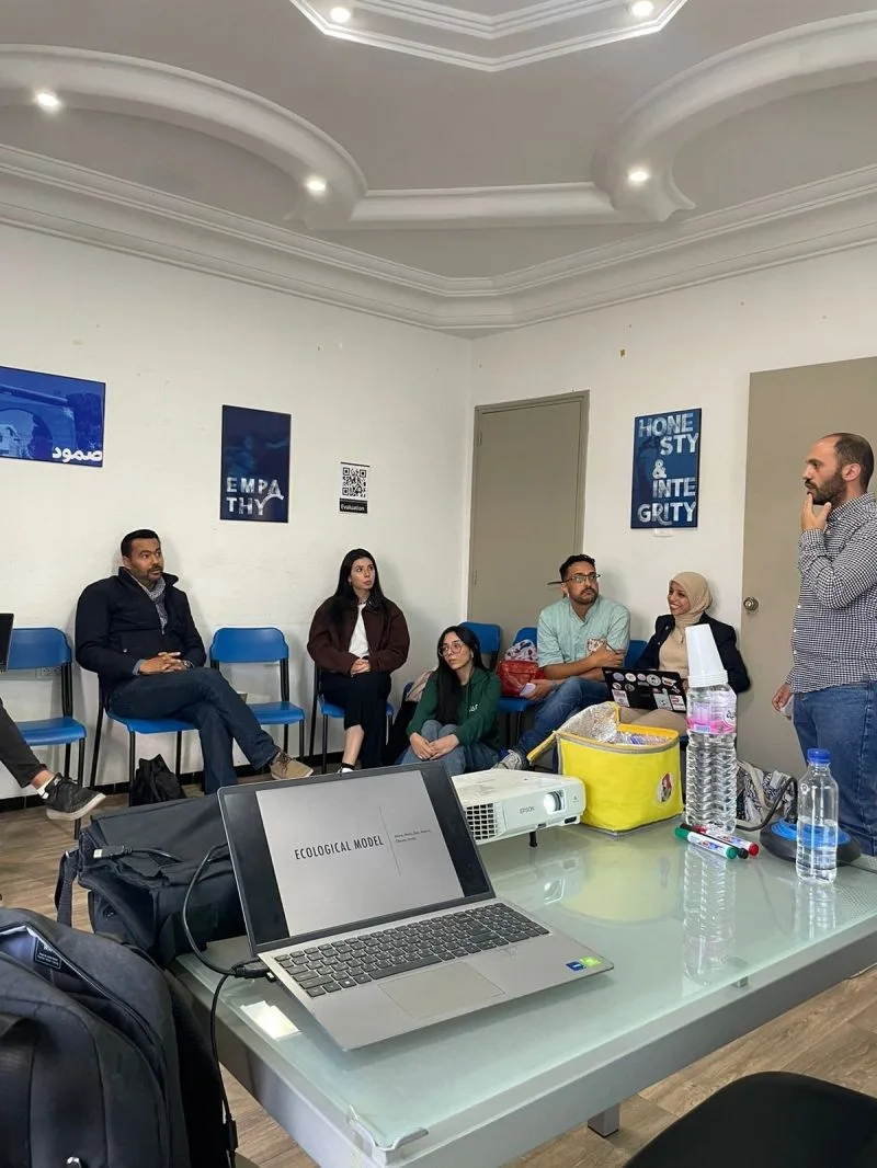 Facilitating a strategic session on the ecological model at ElCollab Youth Space in Sfax, Tunisia