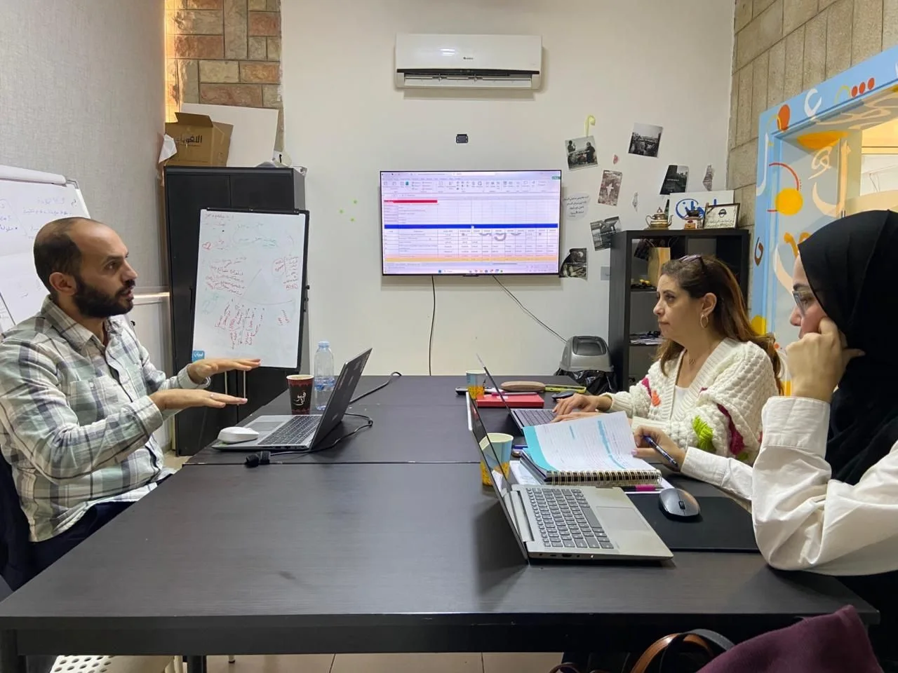 Reviewing organizational data and mapping a system of change during a strategy session